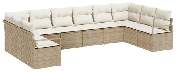 Kerti Kanapé Szett 10 db Beige és Fehér polirattan