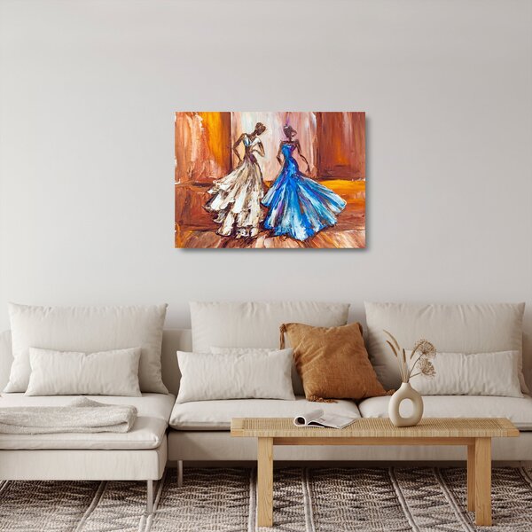Kép - táncos, olajfestmény (üvegen) (70x50 cm)