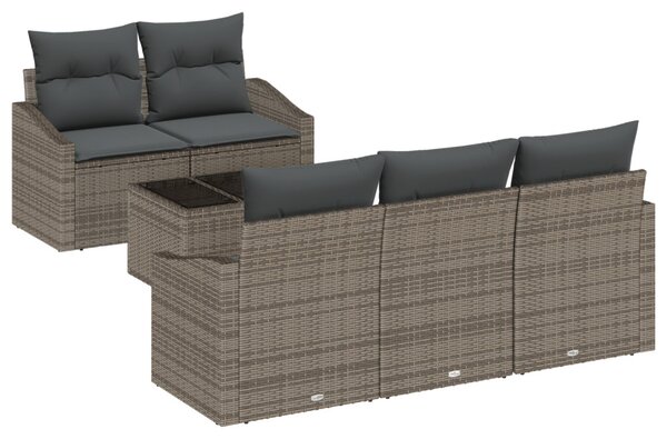 Kanapé Szett párnával tárolóval 6 pcs Szürke polirattan