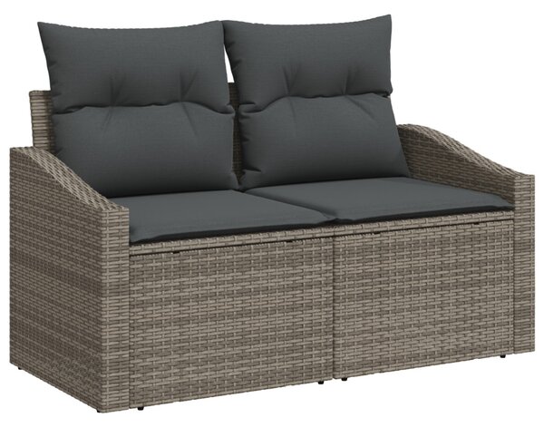 Kanapé Szett párnával tárolóval 6 pcs Szürke polirattan