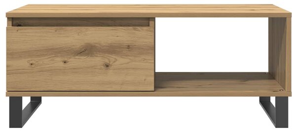 Kézműves tölgy színű szerelt fa dohányzóasztal 90x50x36,5 cm