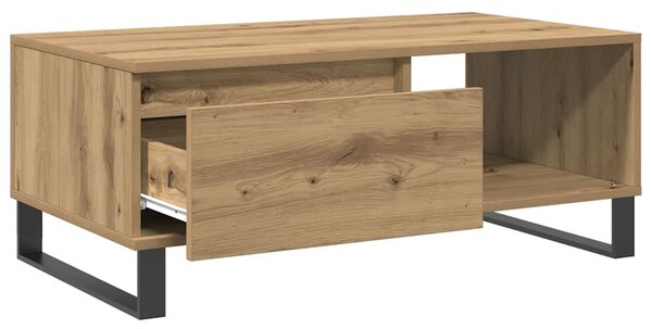 Kézműves tölgy színű szerelt fa dohányzóasztal 90x50x36,5 cm