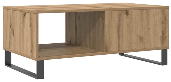 Kézműves tölgy színű szerelt fa dohányzóasztal 90x50x36,5 cm