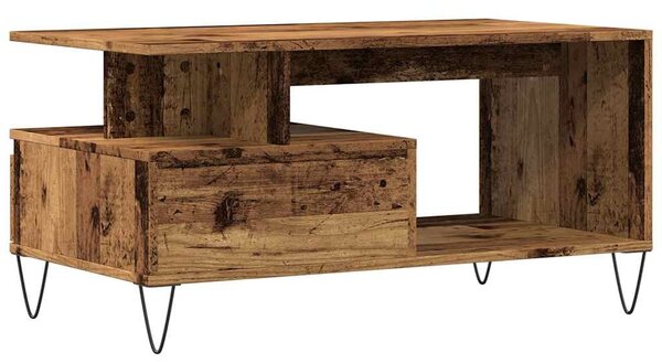 Antik fa színű szerelt fa dohányzóasztal 90 x 49 x 45 cm