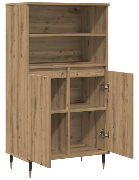 Kézműves tölgy színű szerelt fa magasszekrény 60 x 36 x 110 cm