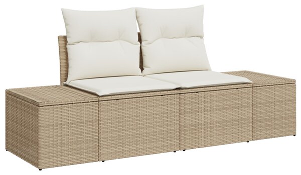 Kerti Kanapé Szett párnával 10 pcs Beige és krém Polyrattan