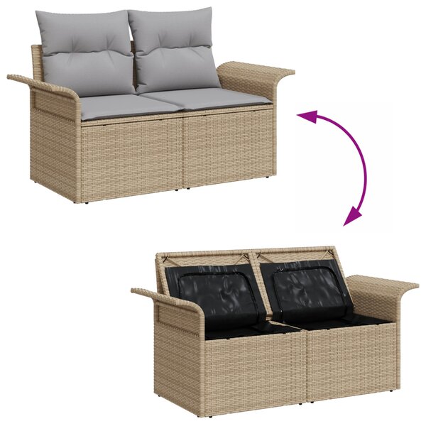 Kerti Kanapé Szett 7 pcs Beige és Világosszürke polirattan