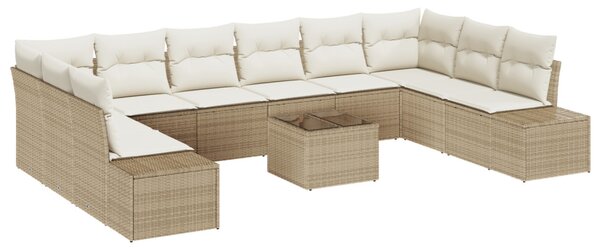 Kerti Kanapé Szett párnával 10 pcs Beige és krém Polyrattan