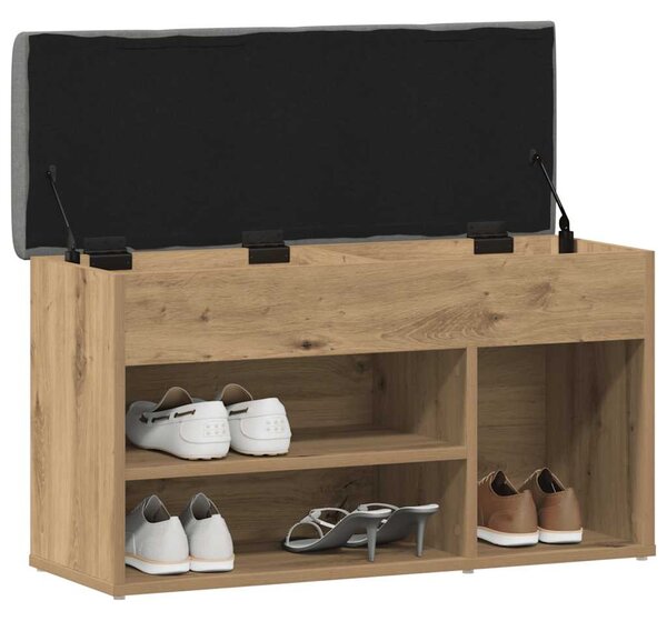 Kézműves tölgy szerelt fa cipőtároló pad 82x32x45,5 cm