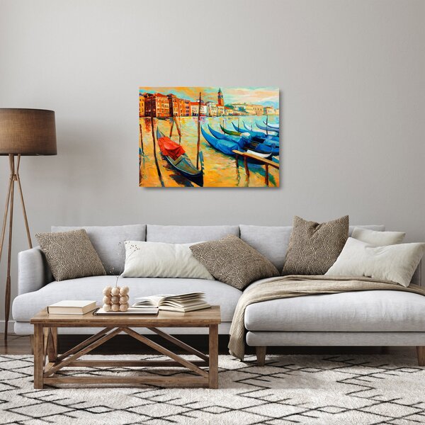 Kép - Velencei kikötő (üvegen) (70x50 cm)