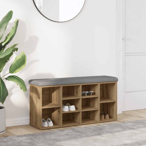 Kézműves tölgy szerelt fa cipőtároló pad 82x32x45,5 cm