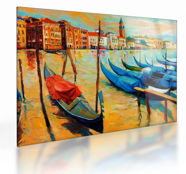 Kép - Velencei kikötő (üvegen) (70x50 cm)