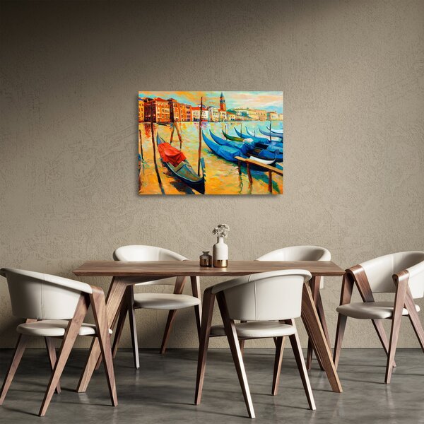 Kép - Velencei kikötő (üvegen) (70x50 cm)