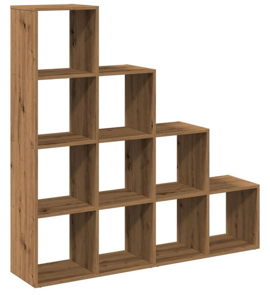 4 szintes kézműves fa elválasztó könyvespolc 131,5x29x131,5 cm