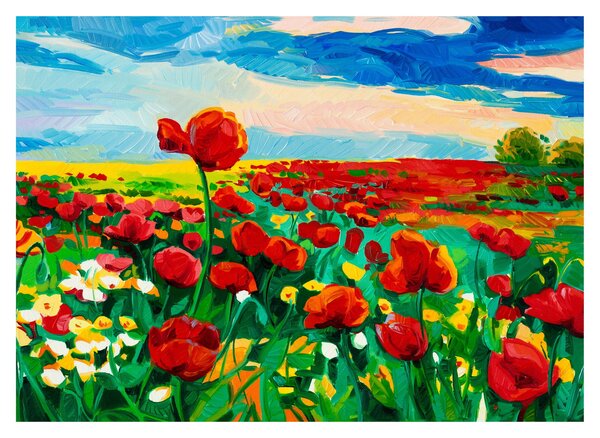 Kép egy mező mákkal (üvegen) (70x50 cm)