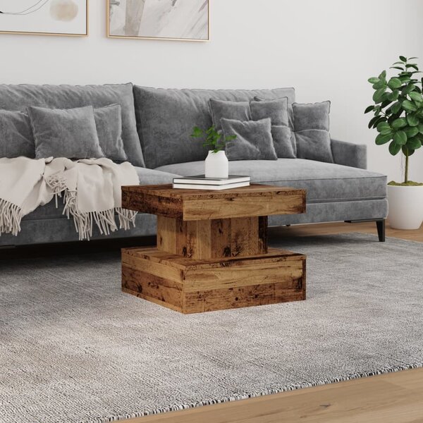 Antik fa színű dohányzóasztal LED-lámpákkal 50 x 50 x 40 cm