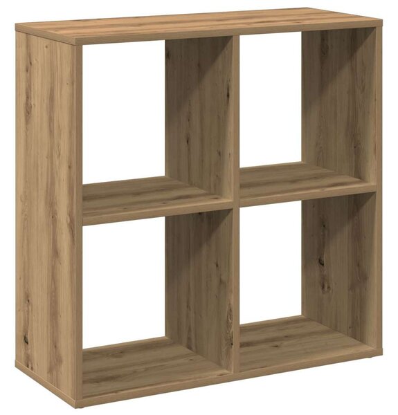 Kézműves tölgy színű fa elválasztó könyvespolc 69,5x29x69,5 cm