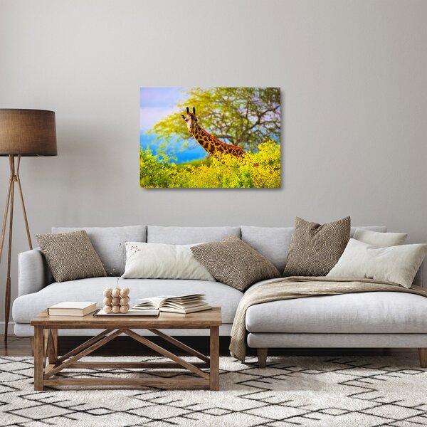 Egy kép egy zsiráfról Afrikában (üvegen) (70x50 cm)