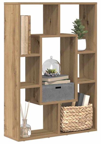 Kézműves tölgy színű szerelt fa könyvespolc 63 x 20 x 90 cm