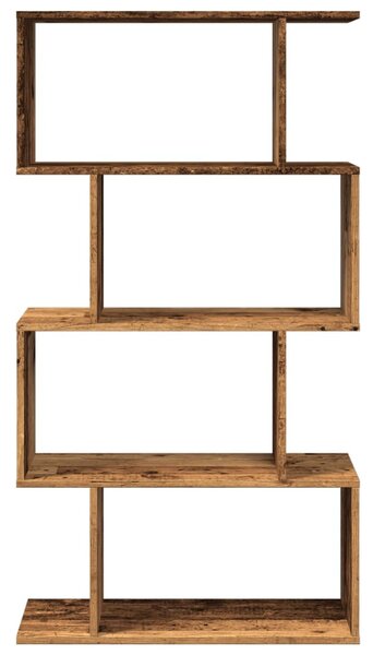 4 szintes antik fa színű fa elválasztó könyvespolc 70x24x129 cm