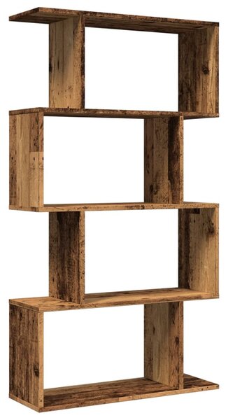 4 szintes antik fa színű fa elválasztó könyvespolc 70x24x129 cm