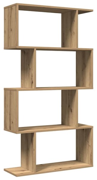 4 szintes kézműves tölgy fa elválasztó könyvespolc 70x24x129 cm