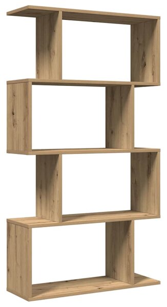 4 szintes kézműves tölgy fa elválasztó könyvespolc 70x24x129 cm