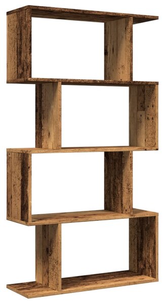 4 szintes antik fa színű fa elválasztó könyvespolc 70x24x129 cm