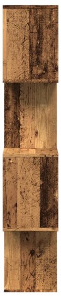 4 szintes antik fa színű fa elválasztó könyvespolc 70x24x129 cm