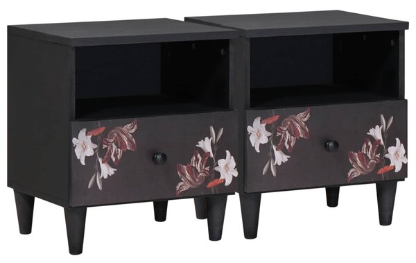 Éjjeli asztal 2 db Barna 40 x 33 x 46 cm Tömör Mangófát