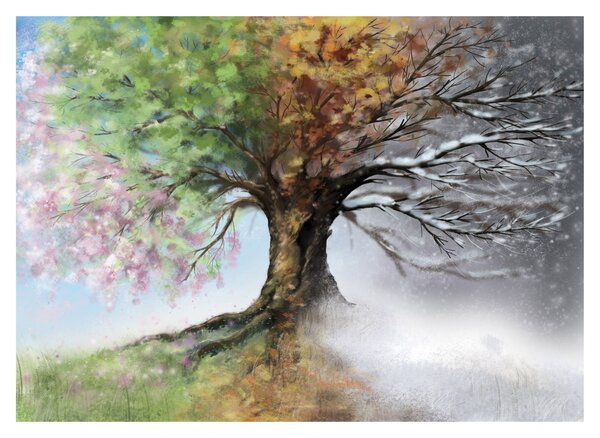 Kép - Négy évszak fája (üvegen) (70x50 cm)