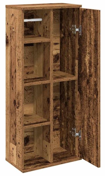 Antik fa színű fürdőszobaszekrény tekercstartóval 39x22x90 cm