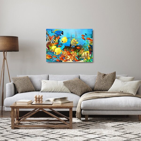 Kép - színes korallzátony (üvegen) (70x50 cm)