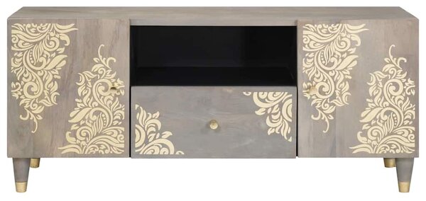 TV szekrény fiókkal Szürke 105 x 33 x 46 cm Tömör Mangófát