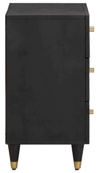 Éjjeliszekrény fiókkal Fekete 50 x 33 x 62 cm Tömör Mangófát