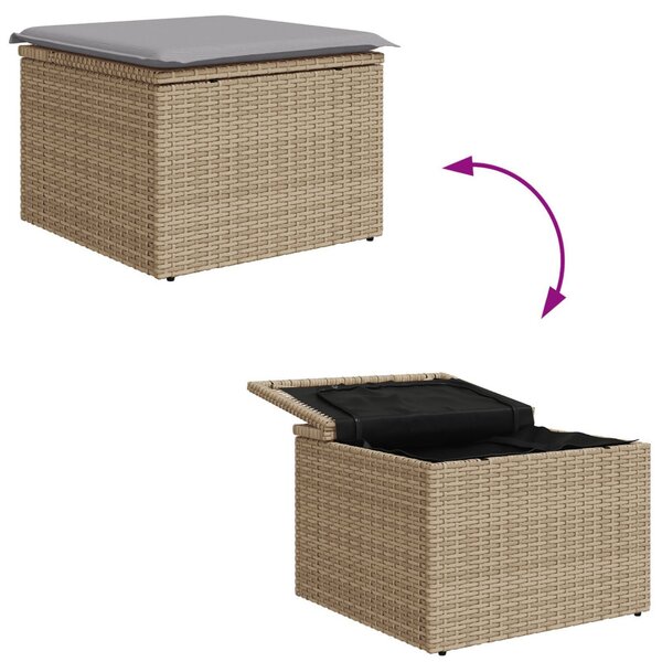 Kerti Kanapé Szett 7 pcs Beige és Világosszürke polirattan