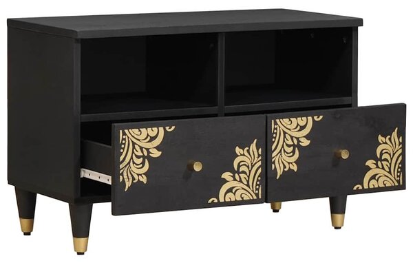 TV szekrény fiókkal Fekete 70 x 33 x 46 cm Tömör Mangófát