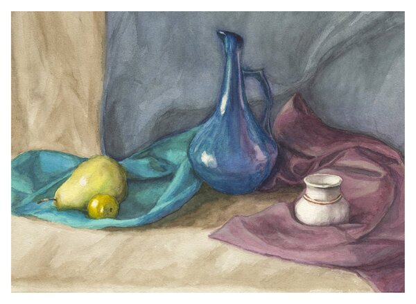 Kép - festett csendélet (üvegen) (70x50 cm)