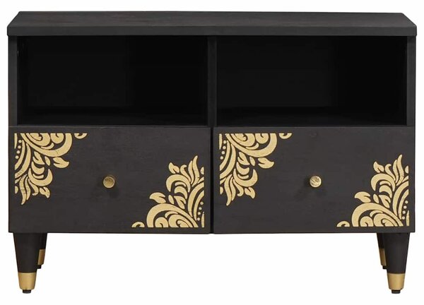 TV szekrény fiókkal Fekete 70 x 33 x 46 cm Tömör Mangófát