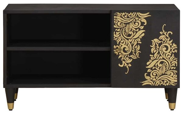 TV szekrény polcokkal Fekete 80 x 33 x 46 cm Tömör Mangófát