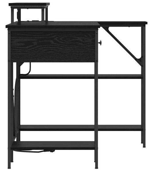 Asztal LED -es lámpákkal Musta tammi 120 x 79 x 86.5 cm Faanyag