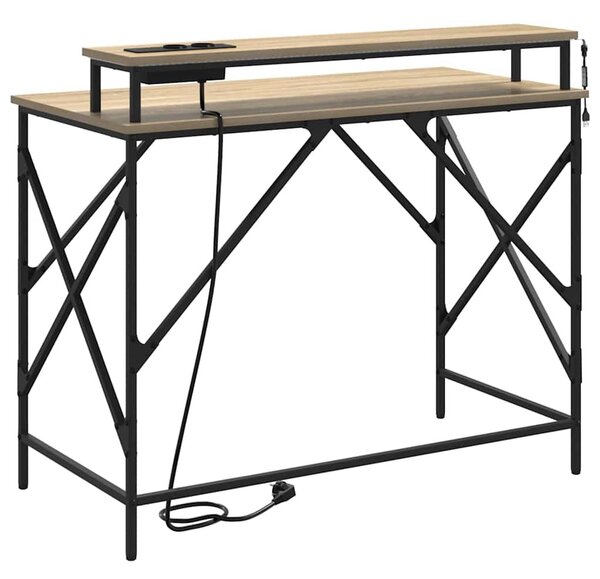 Asztal tárolóval sonoma tölgy 100 x 50 x 86.5 cm Faanyag