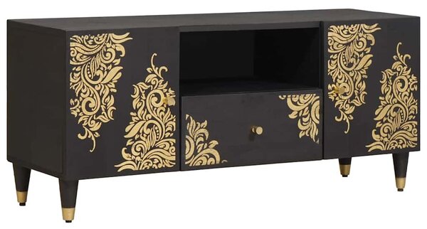 TV szekrény fiókkal Fekete 105 x 33 x 46 cm Tömör Mangófát