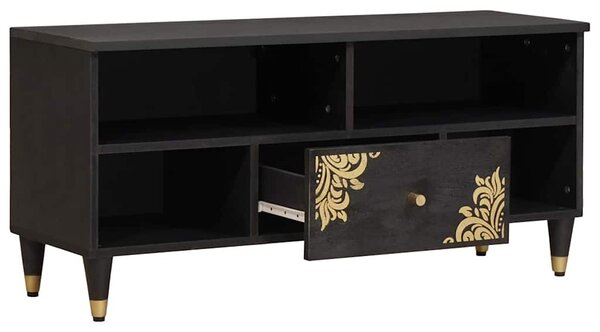 TV szekrény fiókkal Fekete 100 x 33 x 46 cm Tömör Mangófát