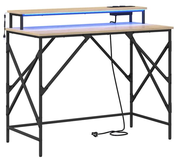 Asztal tárolóval sonoma tölgy 100 x 50 x 86.5 cm Faanyag