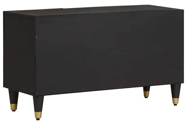 TV szekrény polcokkal Fekete 80 x 33 x 46 cm Tömör Mangófát