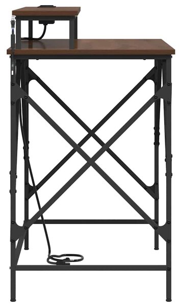 Asztal LED -es lámpákkal barna tölgy 100 x 50 x 86.5 cm Faanyag