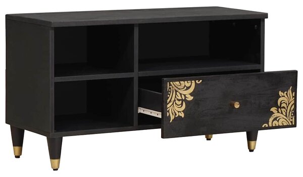 TV szekrény fiókkal Fekete 80 x 33 x 46 cm Tömör Mangófát