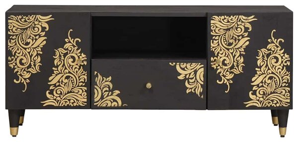 TV szekrény fiókkal Fekete 105 x 33 x 46 cm Tömör Mangófát