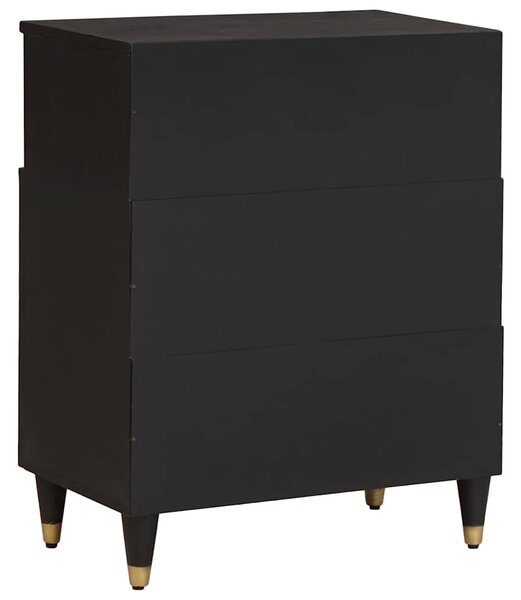 Széf polcokkal tárolóval Fekete 60 x 33 x 75 cm Tömör Mangófát